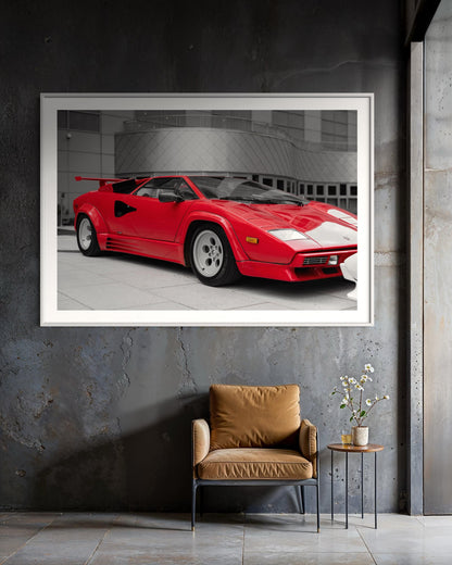 Fine Art Print- Lamborghini Countach Photography Print, Red Supercar, Extra Large print, Gift for him, Wall Art Decor, Man Cave, Poster