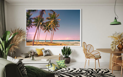 Fine Art Pink Palm Trees Beach Print -  Miami Sunset Beach Coastal Ocean Decor, Tropical Pastel Home Wall Decor, coastal wall print gift