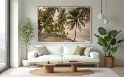 Fine Art Print Coastal Palm Trees Beach - Tropical Sunset, Island Travel Ocean Wall Art Home Wall Decor, Gift for her, Boho Decor Photograph