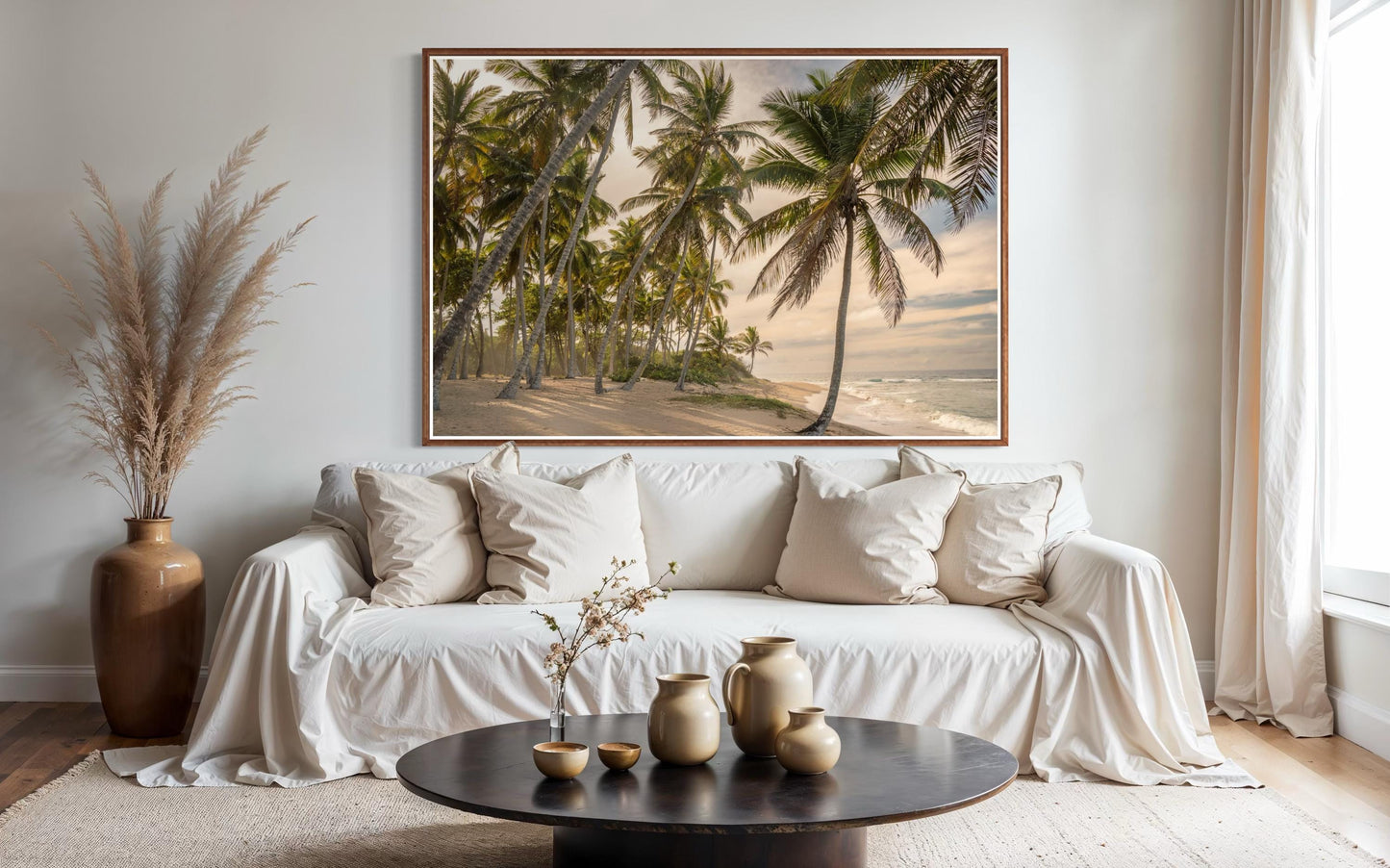 Fine Art Print Coastal Palm Trees Beach - Tropical Sunset, Island Travel Ocean Wall Art Home Wall Decor, Gift for her, Boho Decor Photograph