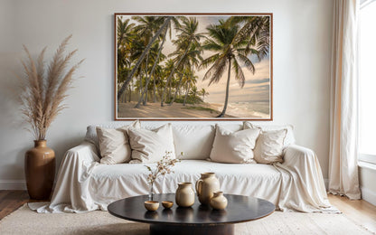 Fine Art Print Coastal Palm Trees Beach - Tropical Sunset, Island Travel Ocean Wall Art Home Wall Decor, Gift for her, Boho Decor Photograph