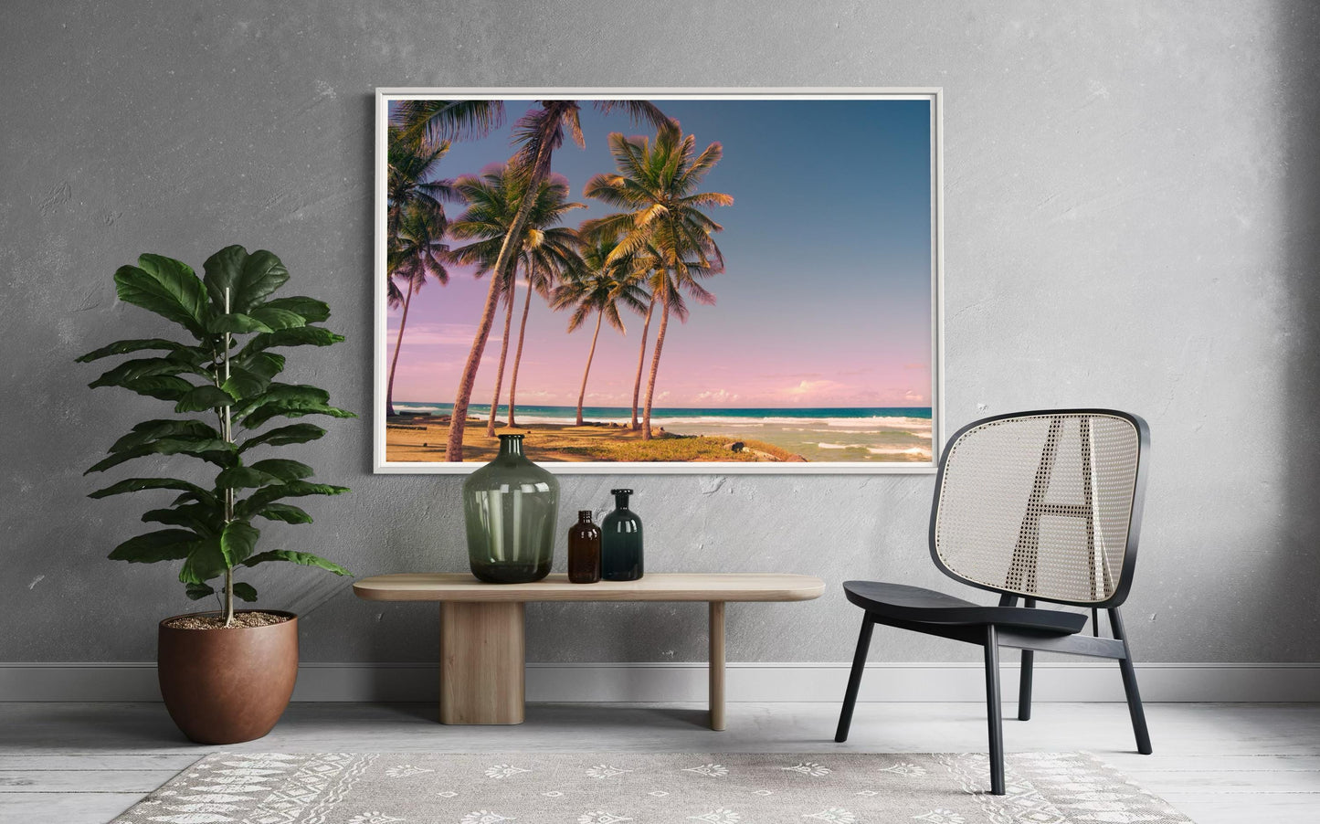 Fine Art Pink Palm Trees Beach Print -  Miami Sunset Beach Coastal Ocean Decor, Tropical Pastel Home Wall Decor, coastal wall print gift
