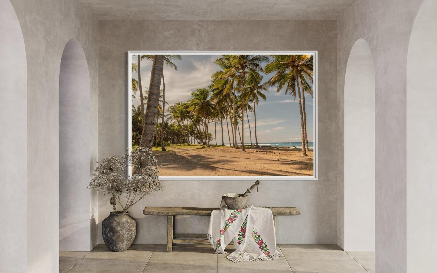 Fine Art Tropical Palm Trees Beach Print - Island Beach Coastal Travel Ocean Photography, Tropical Home Wall Decor, Gift for her, caribbean