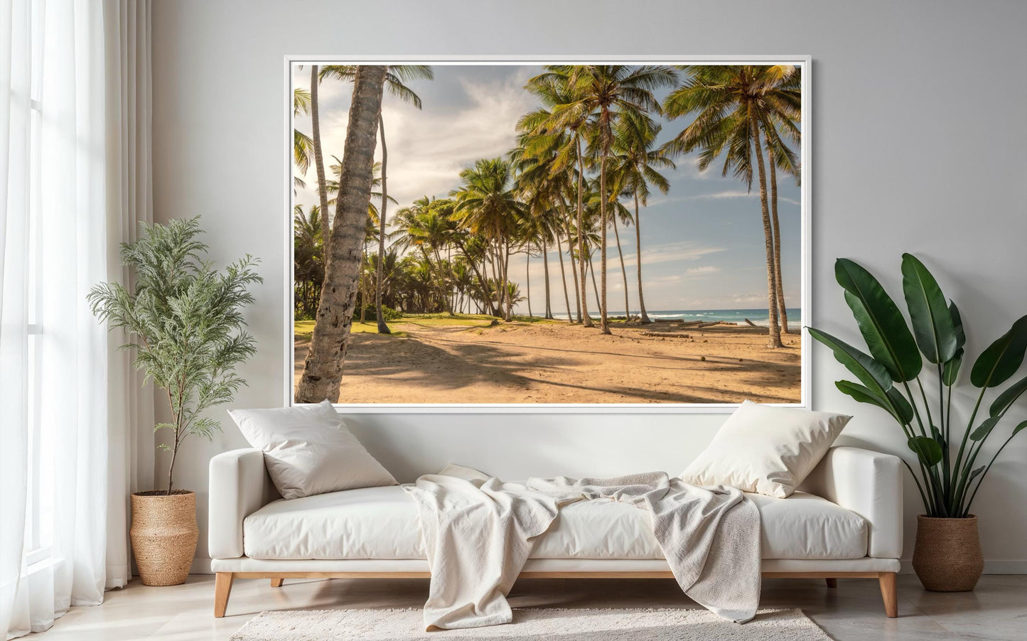 Fine Art Tropical Palm Trees Beach Print - Island Beach Coastal Travel Ocean Photography, Tropical Home Wall Decor, Gift for her, caribbean