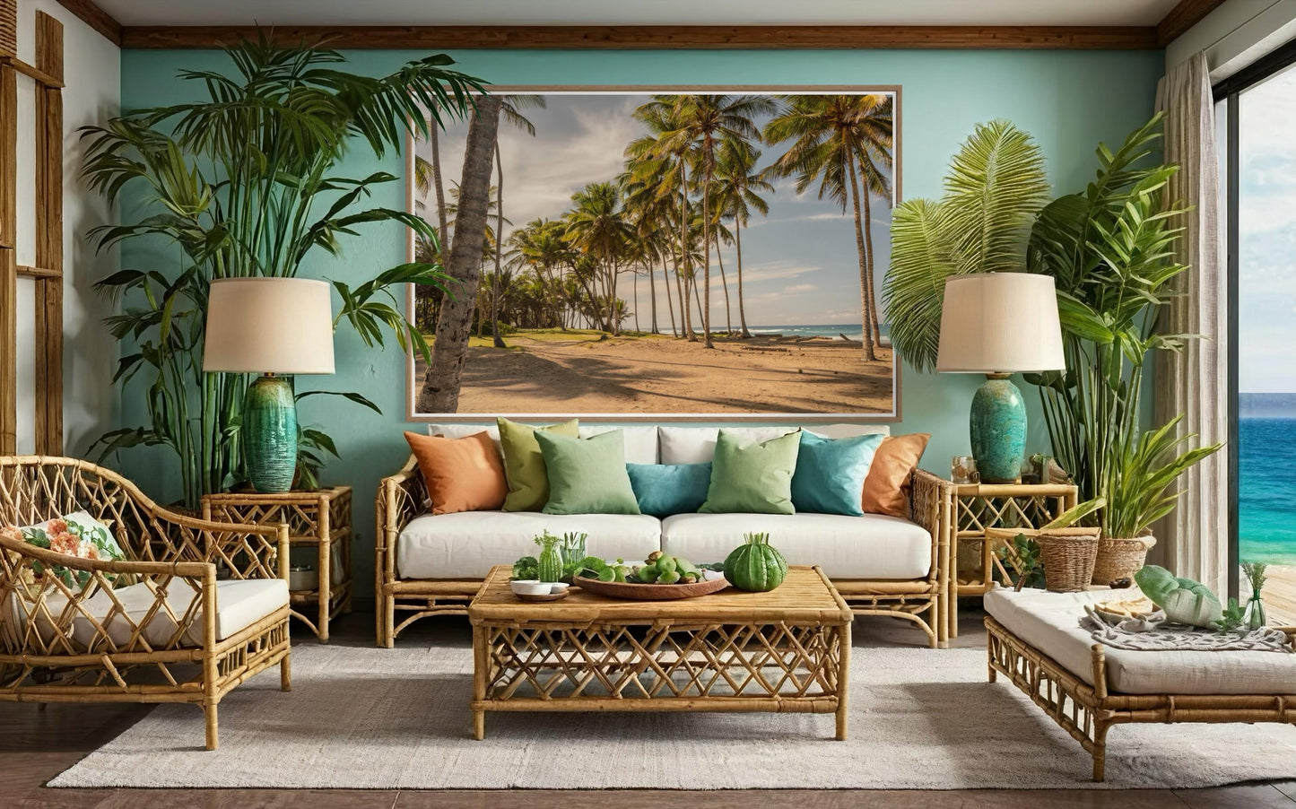 Fine Art Tropical Palm Trees Beach Print - Island Beach Coastal Travel Ocean Photography, Tropical Home Wall Decor, Gift for her, caribbean