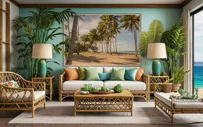 Fine Art Tropical Palm Trees Beach Print - Island Beach Coastal Travel Ocean Photography, Tropical Home Wall Decor, Gift for her, caribbean