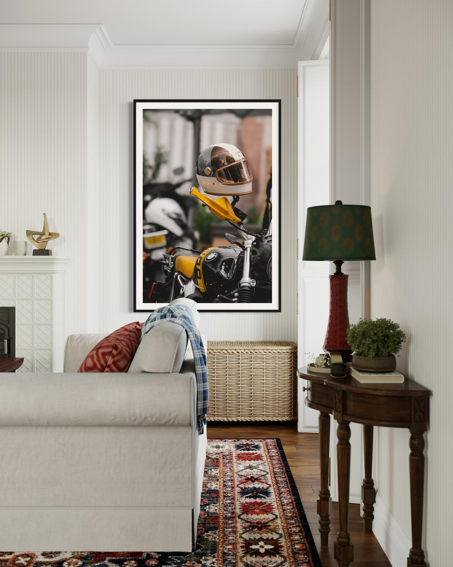 Fine Art Print - BMW R nineT 90 Cafe Racer Motorcycle Helmet Wall Art, Cafe Racer Decor, Custom Motorcycle Gift for him, New York City