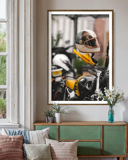 Fine Art Print - BMW R nineT 90 Cafe Racer Motorcycle Helmet Wall Art, Cafe Racer Decor, Custom Motorcycle Gift for him, New York City
