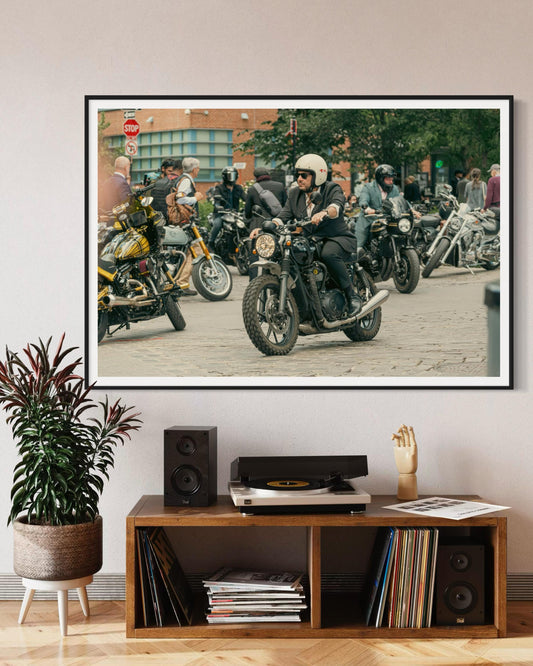 Fine Art Print - Triumph Bonneville T100 Cafe Racer Motorcycle Wall Art Decor, Custom Motorcycle Gift for him, New York City, Vintage