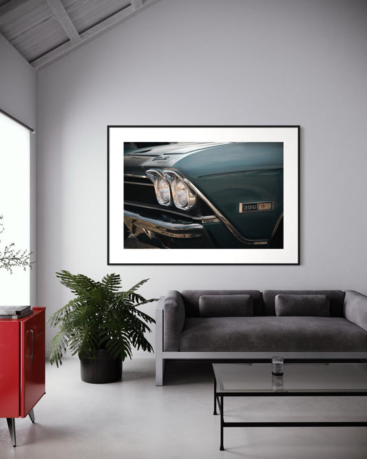 Fine Art Print -  Chevelle 396 Close-Up, Americana Muscle Car, Car Guy Gift, Home Decor, Man Cave, Classic Car, Chrome for Office, Garage