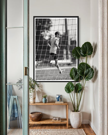 Fine Art Print - Black and White Soccer Wall art, Blurred Goal player motion poster, for boys room decor, football, Bedroom Decor, Gift