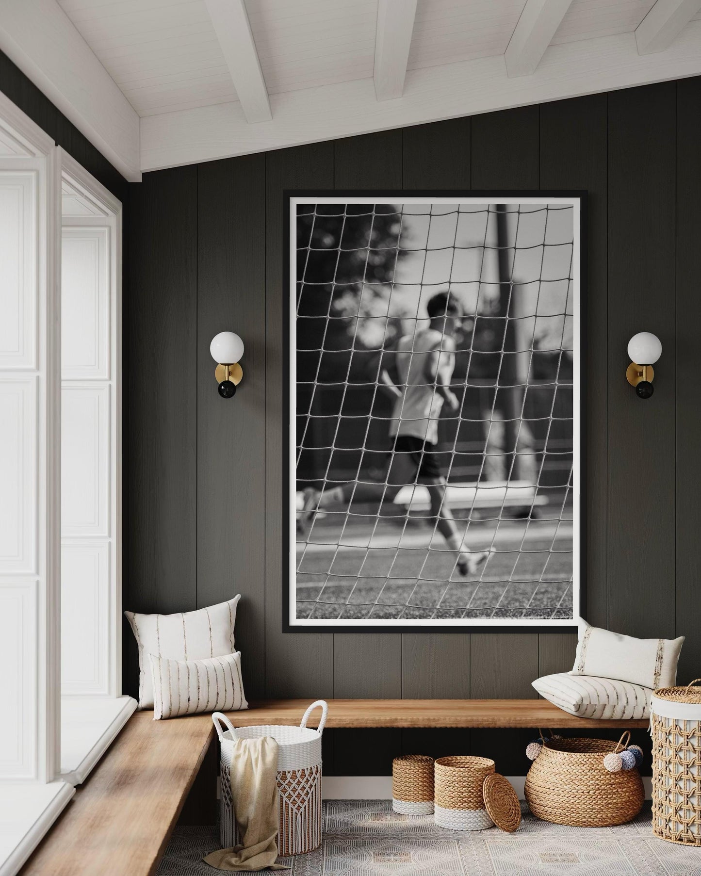 Fine Art Print - Black and White Soccer Wall art, Blurred Goal player motion poster, for boys room decor, football, Bedroom Decor, Gift