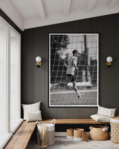 Fine Art Print - Black and White Soccer Wall art, Blurred Goal player motion poster, for boys room decor, football, Bedroom Decor, Gift