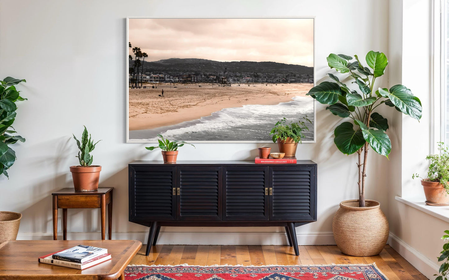 Fine Art Print - California Coastal beach photo, lifeguard tower, shoreline wall art, ocean waves art deco rustic coastal decor, beach decor