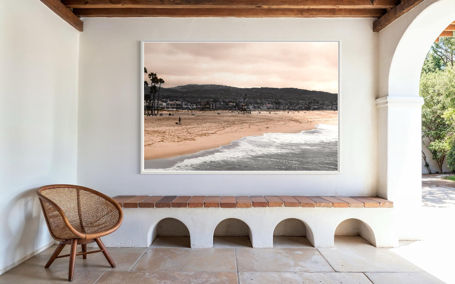 Fine Art Print - California Coastal beach photo, lifeguard tower, shoreline wall art, ocean waves art deco rustic coastal decor, beach decor