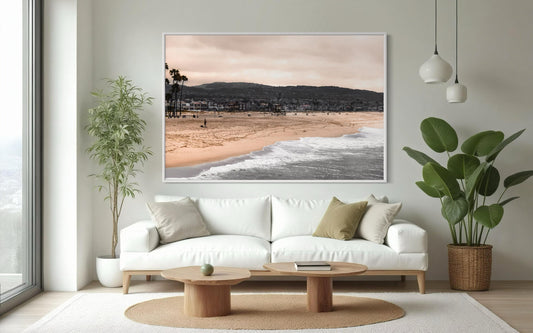 Fine Art Print - California Coastal beach photo, lifeguard tower, shoreline wall art, ocean waves art deco rustic coastal decor, beach decor