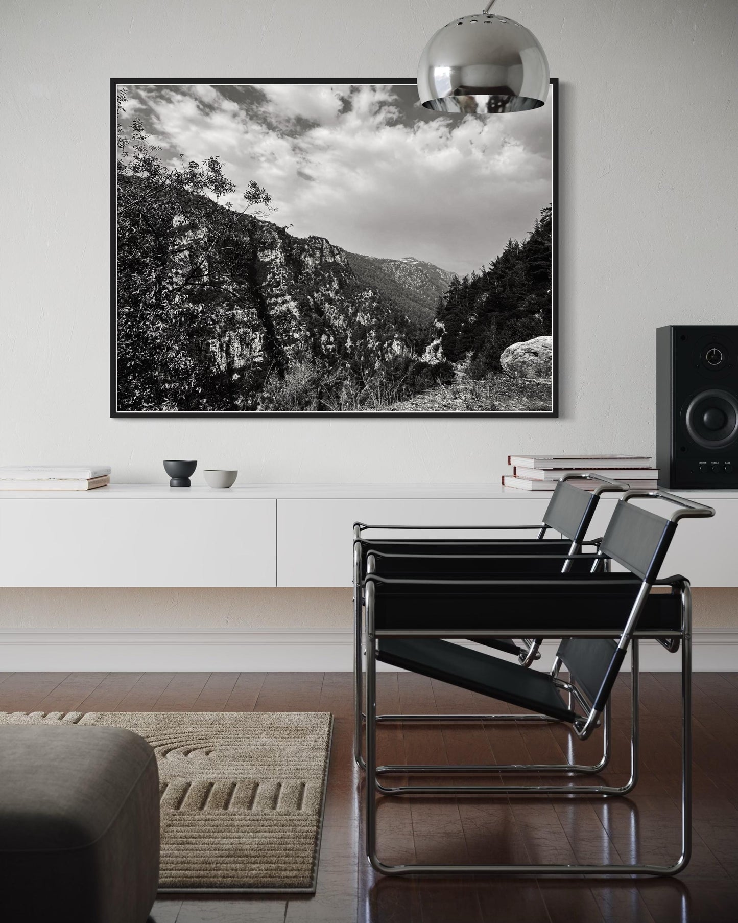 Fine Art Print - Black and white Rocky Mountains Canyon Wall Art, Greece, Mediterranean landscape decor,  rustic decor, nature lovers gift