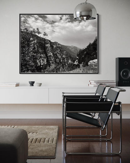 Fine Art Print - Black and white Rocky Mountains Canyon Wall Art, Greece, Mediterranean landscape decor,  rustic decor, nature lovers gift