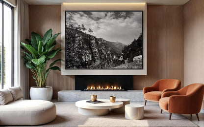 Fine Art Print - Black and white Rocky Mountains Canyon Wall Art, Greece, Mediterranean landscape decor,  rustic decor, nature lovers gift