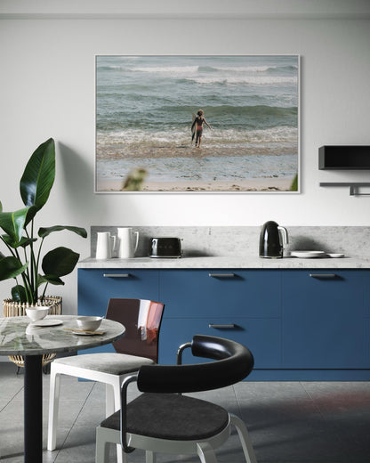 Fine Art Print - Coastal surfer photo, ocean waves wall art for beach house decor, neutral seaside photography for serene interiors, gift