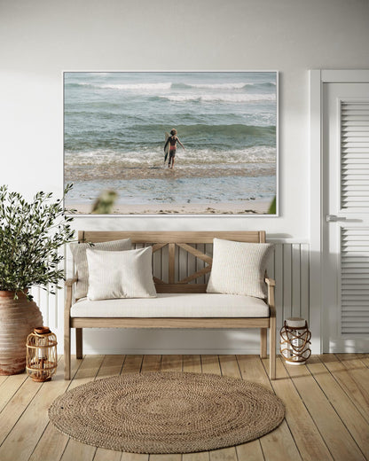 Fine Art Print - Coastal surfer photo, ocean waves wall art for beach house decor, neutral seaside photography for serene interiors, gift