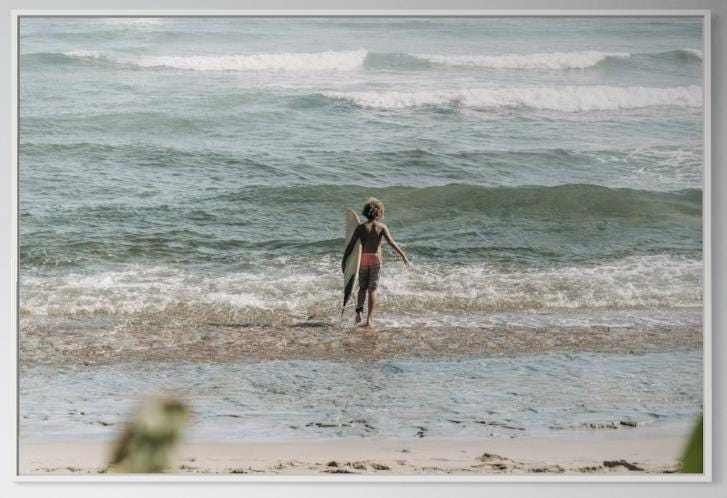 Fine Art Print - Coastal surfer photo, ocean waves wall art for beach house decor, neutral seaside photography for serene interiors, gift