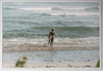 Fine Art Print - Coastal surfer photo, ocean waves wall art for beach house decor, neutral seaside photography for serene interiors, gift