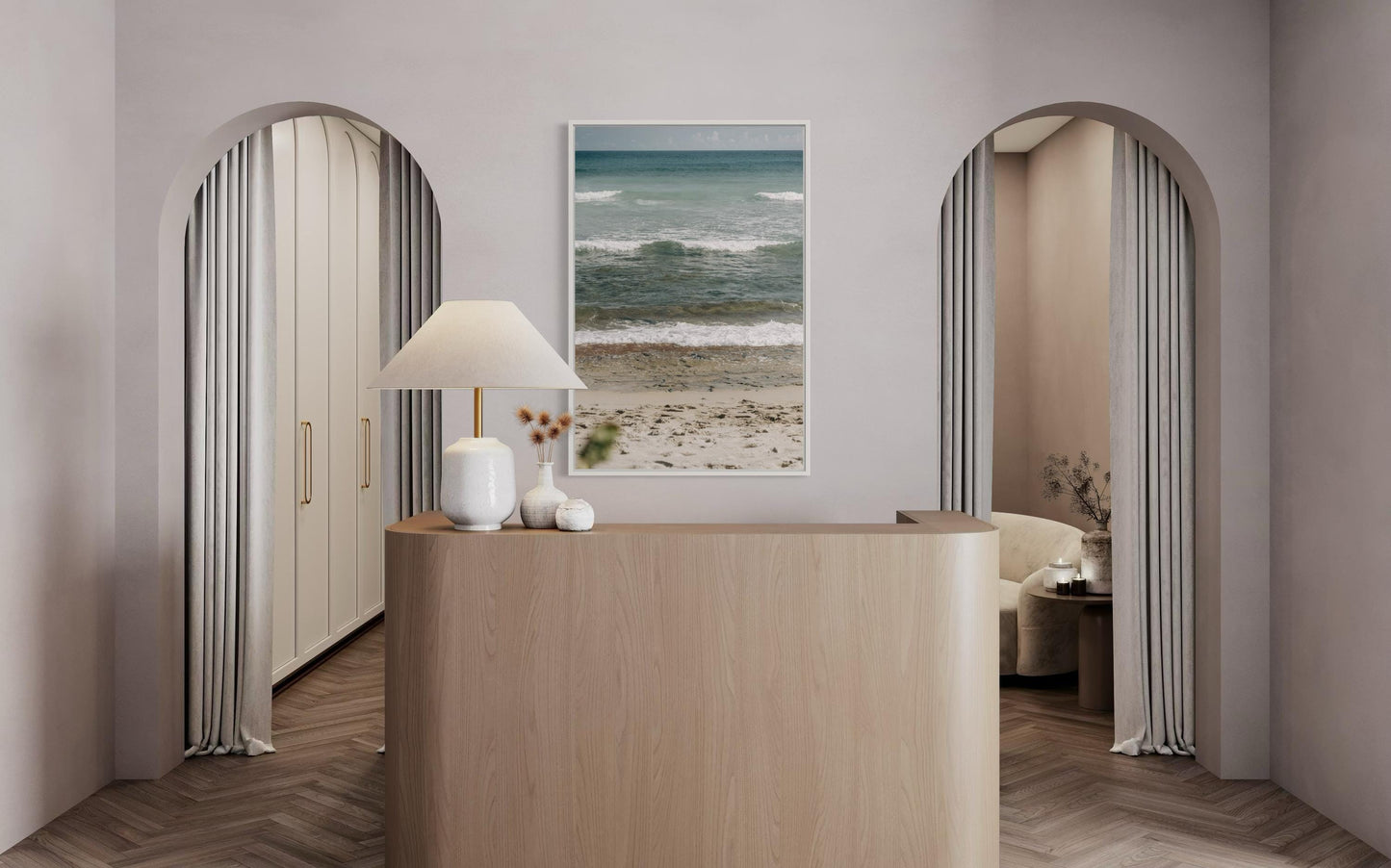 Fine Art Print - Minimalist ocean waves, coastal beach wall art for serene neutral home decor, calming sea photography for modern spaces