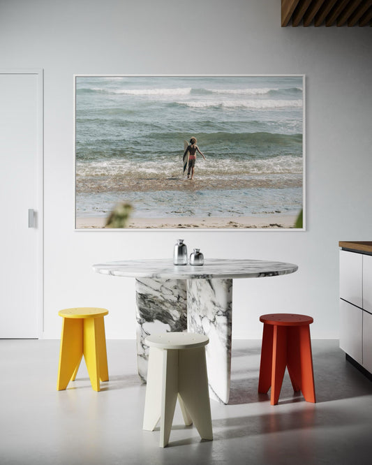 Fine Art Print - Coastal surfer photo, ocean waves wall art for beach house decor, neutral seaside photography for serene interiors, gift