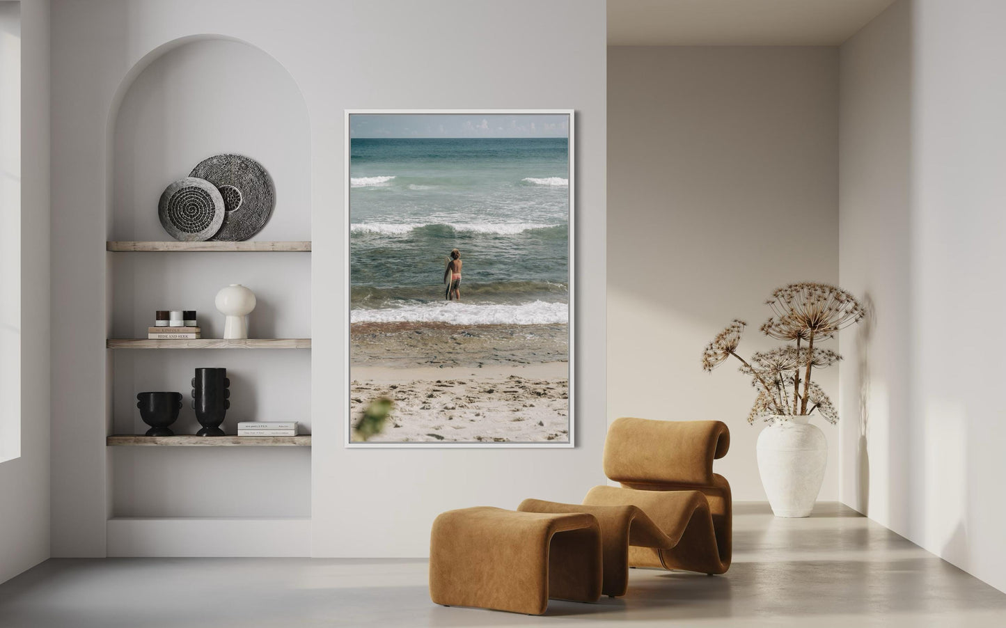 Fine Art Print - Coastal surfer wall art, Beach surfing ocean waves print for beach house decor, minimalist decor, calm, vacation gift,