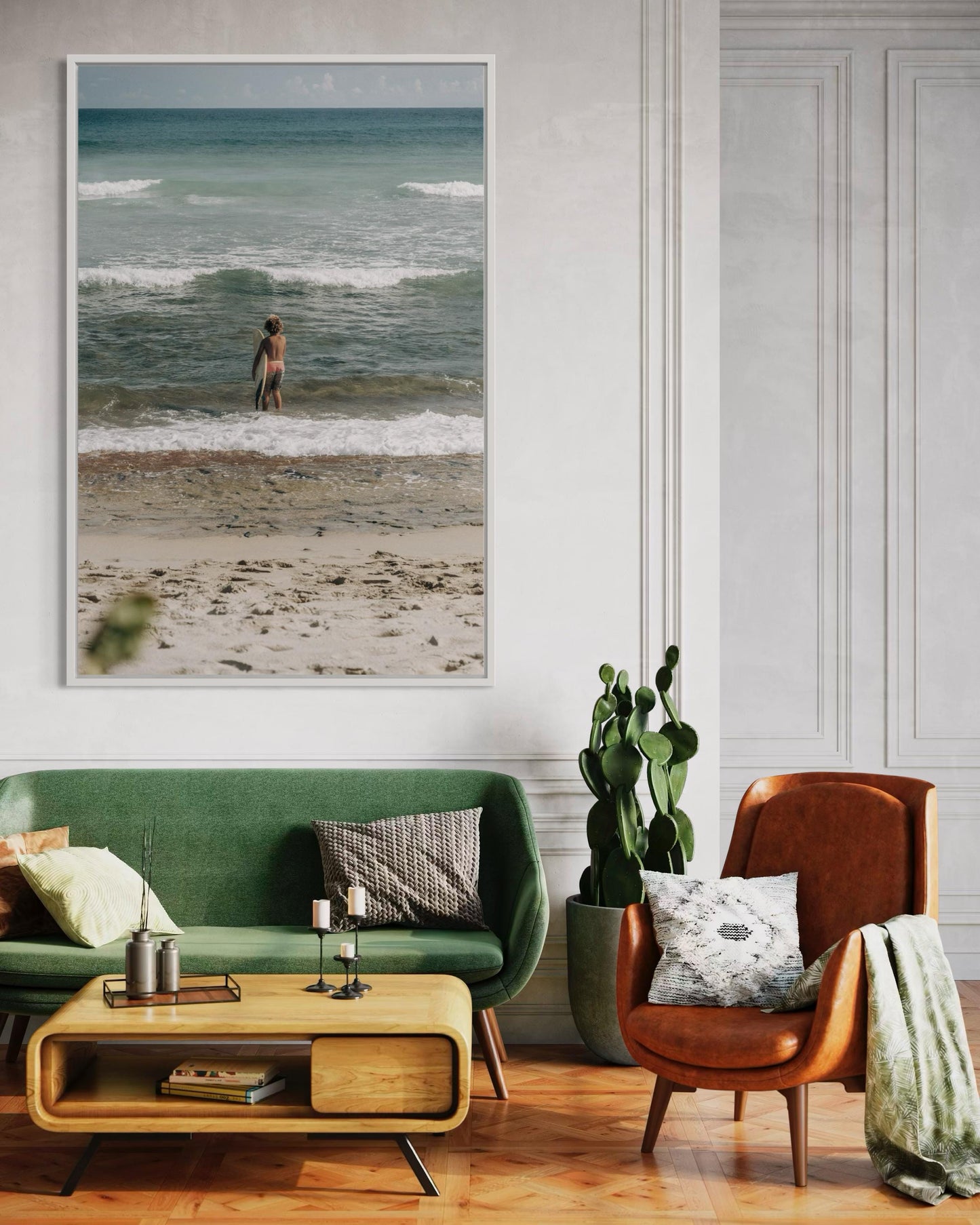 Fine Art Print - Coastal surfer wall art, Beach surfing ocean waves print for beach house decor, minimalist decor, calm, vacation gift,
