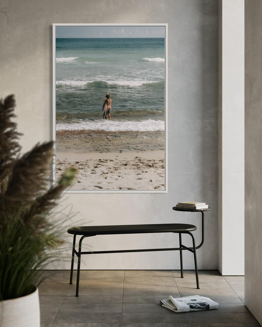 Fine Art Print - Coastal surfer wall art, Beach surfing ocean waves print for beach house decor, minimalist decor, calm, vacation gift,