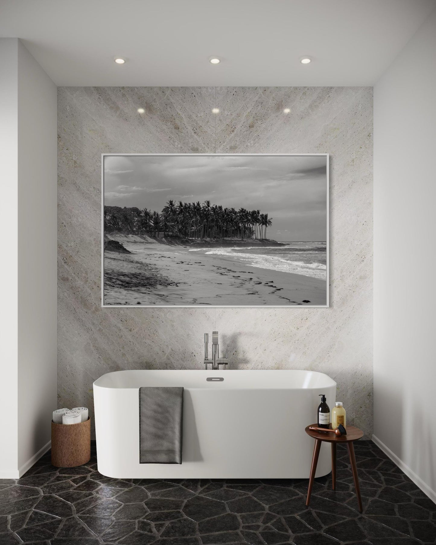 Fine Art Print - Black and white tropical beach wall art, palm beach print, coastal wall art for modern neutral decor, beach house, vacation
