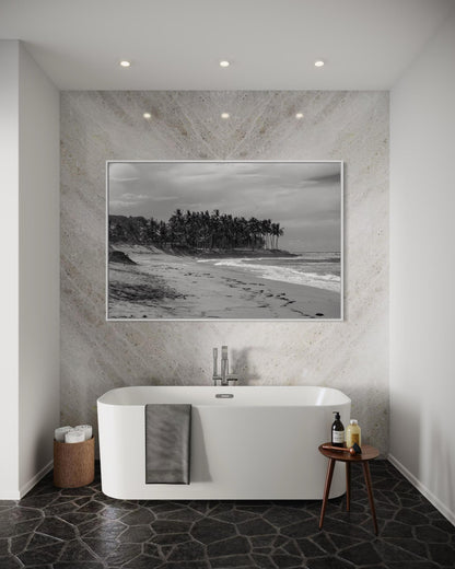 Fine Art Print - Black and white tropical beach wall art, palm beach print, coastal wall art for modern neutral decor, beach house, vacation
