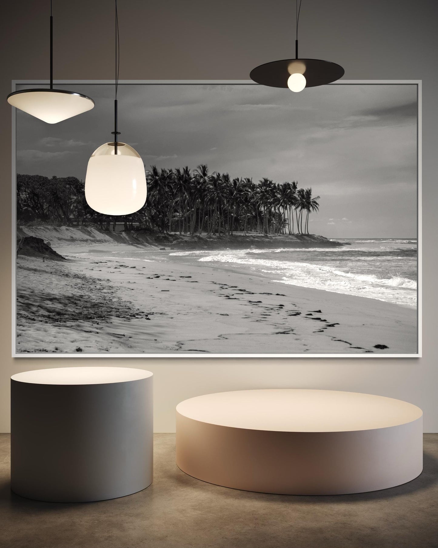 Fine Art Print - Black and white tropical beach wall art, palm beach print, coastal wall art for modern neutral decor, beach house, vacation