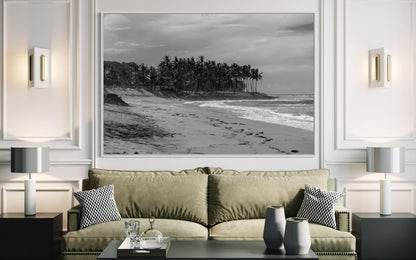 Fine Art Print - Black and white tropical beach wall art, palm beach print, coastal wall art for modern neutral decor, beach house, vacation