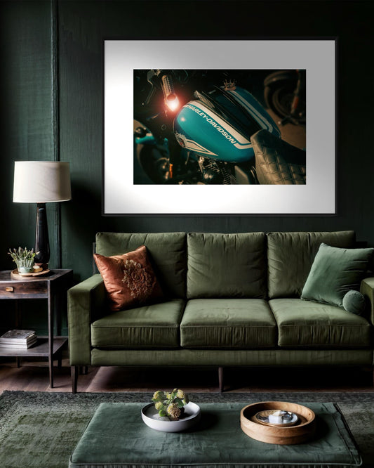 Fine Art print - Harley-Davidson Motorcycle Wall Art, Industrial Decor, garage, man cave, office, bedroom decor, Bikergift ideas, vintage