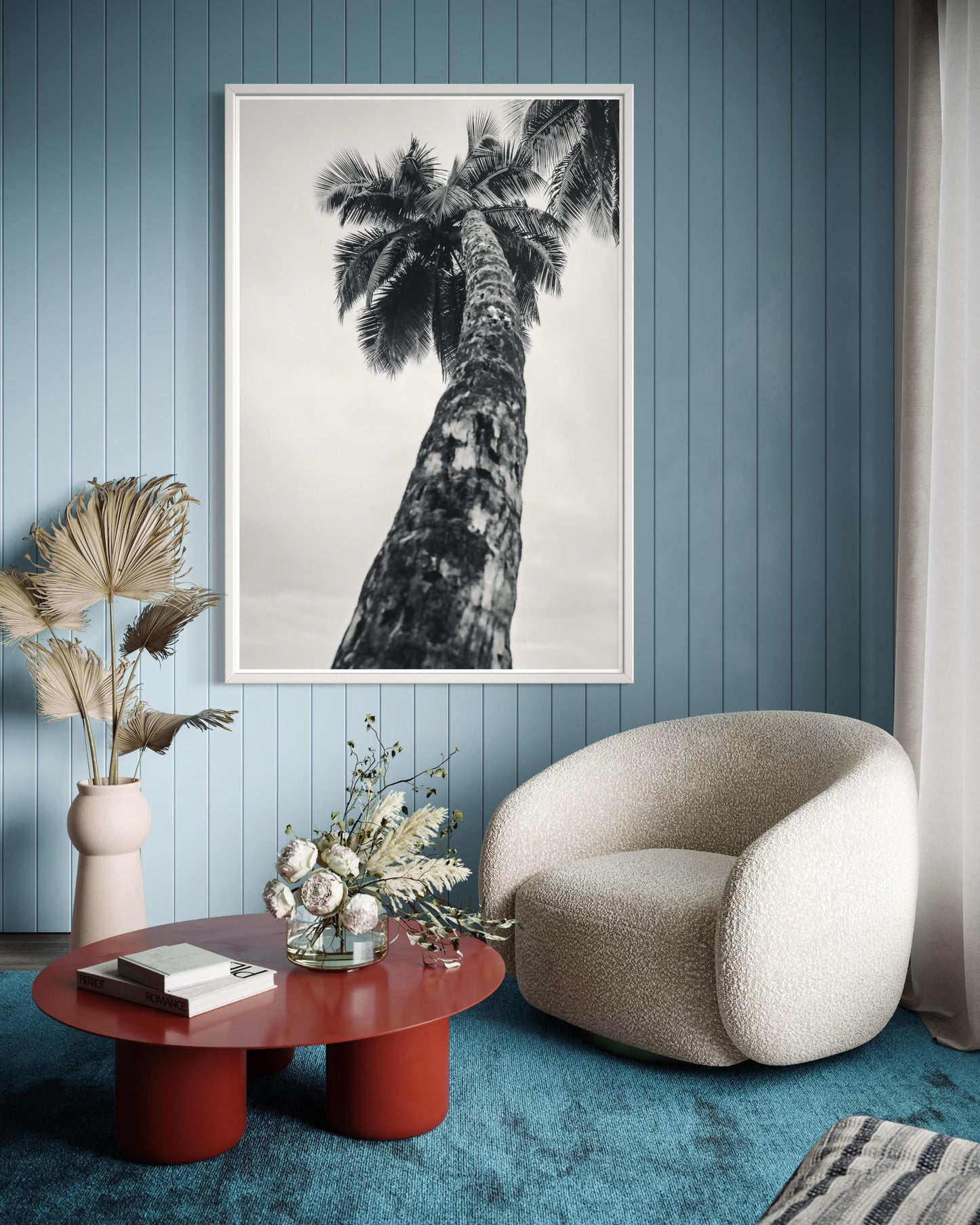 Fine Art Print - Coastal Black and white Palm tree Wall Art, tropical beach for minimalist bedroom, bath, office decor, Home Decor, Summer