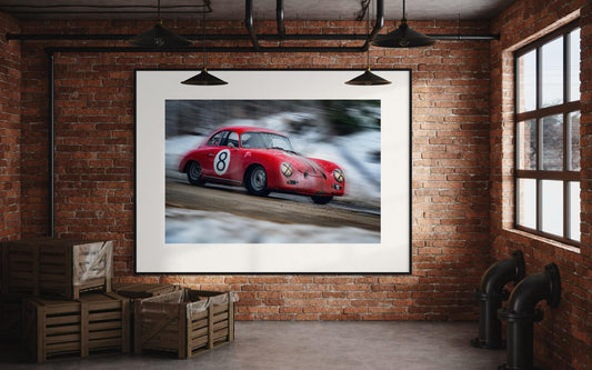 Fine Art Print - High Speed Porsche 356 - Cinematic Rally Wall Art Print  Vintage Racing Photography