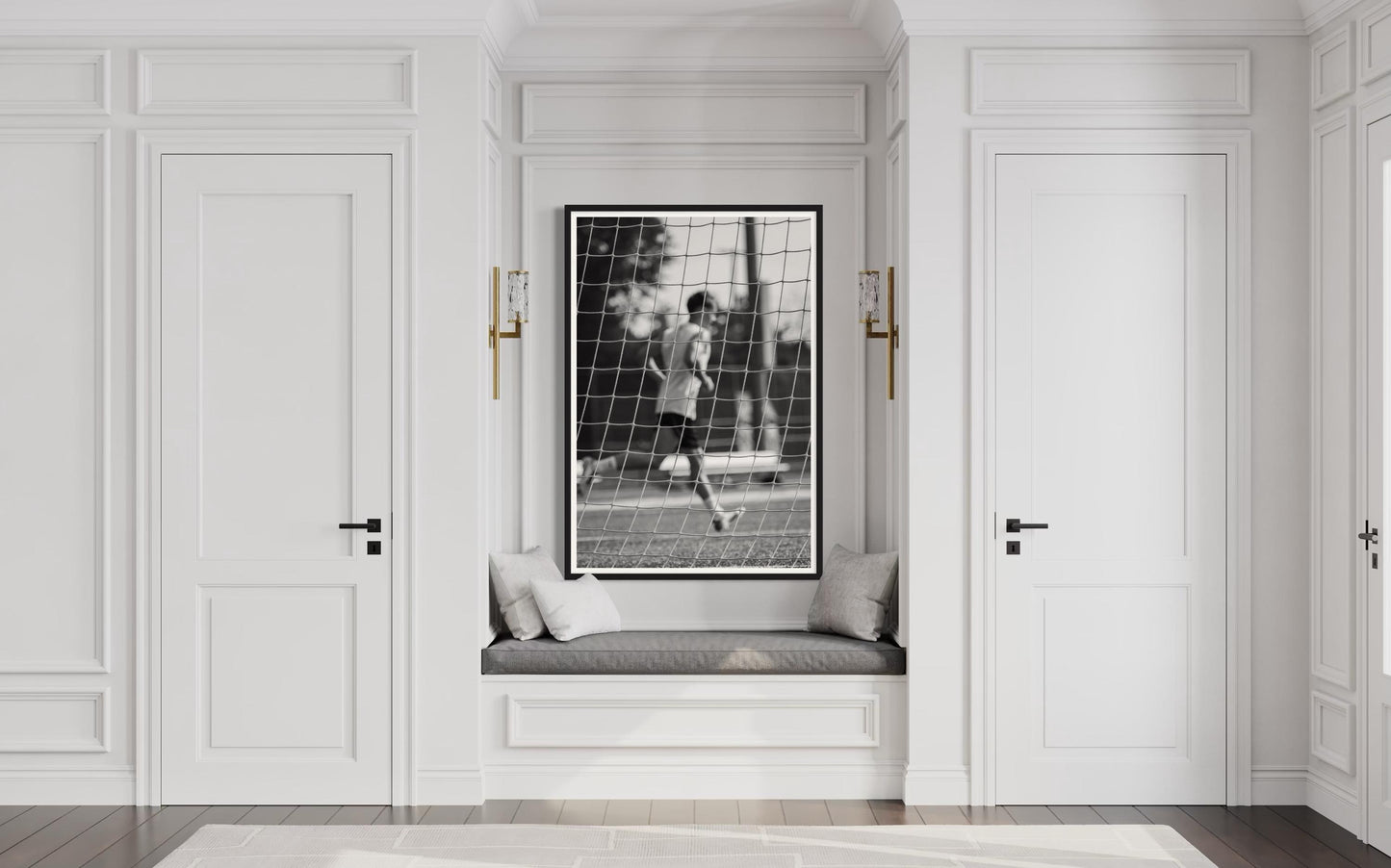 Fine Art Print - Black and White Soccer Wall art, Blurred Goal player motion poster, for boys room decor, football, Bedroom Decor, Gift