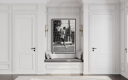 Fine Art Print - Black and White Soccer Wall art, Blurred Goal player motion poster, for boys room decor, football, Bedroom Decor, Gift