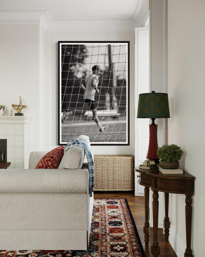 Fine Art Print - Black and White Soccer Wall art, Blurred Goal player motion poster, for boys room decor, football, Bedroom Decor, Gift