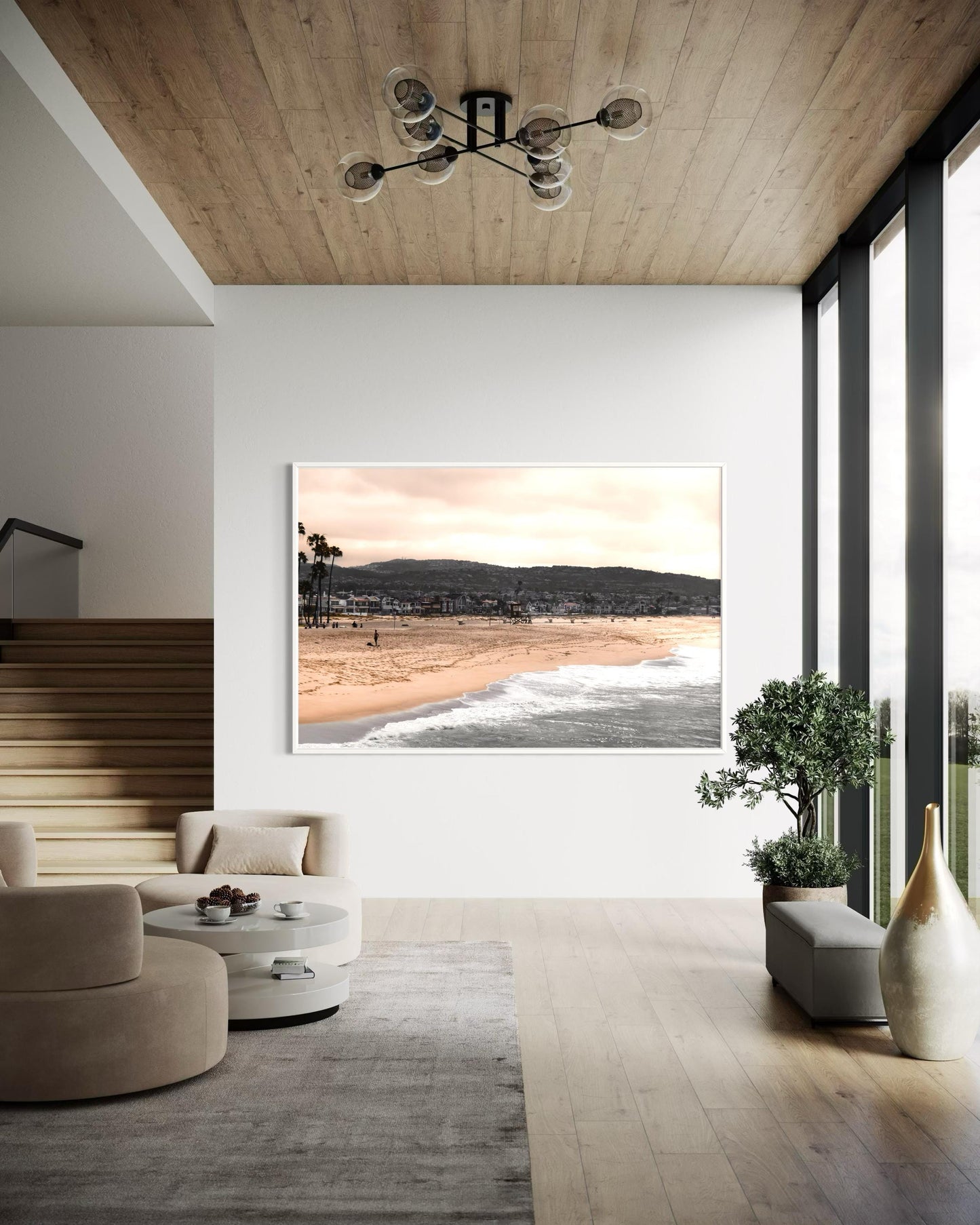 Fine Art Print - California Coastal beach photo, lifeguard tower, shoreline wall art, ocean waves art deco rustic coastal decor, beach decor