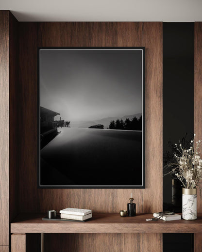 Fine Art Print - Black and white Pool Mountain Valley Landscape, Rocky Canyon Wall Art, Greece, Mediterranean landscape decor, Lebanon, gift