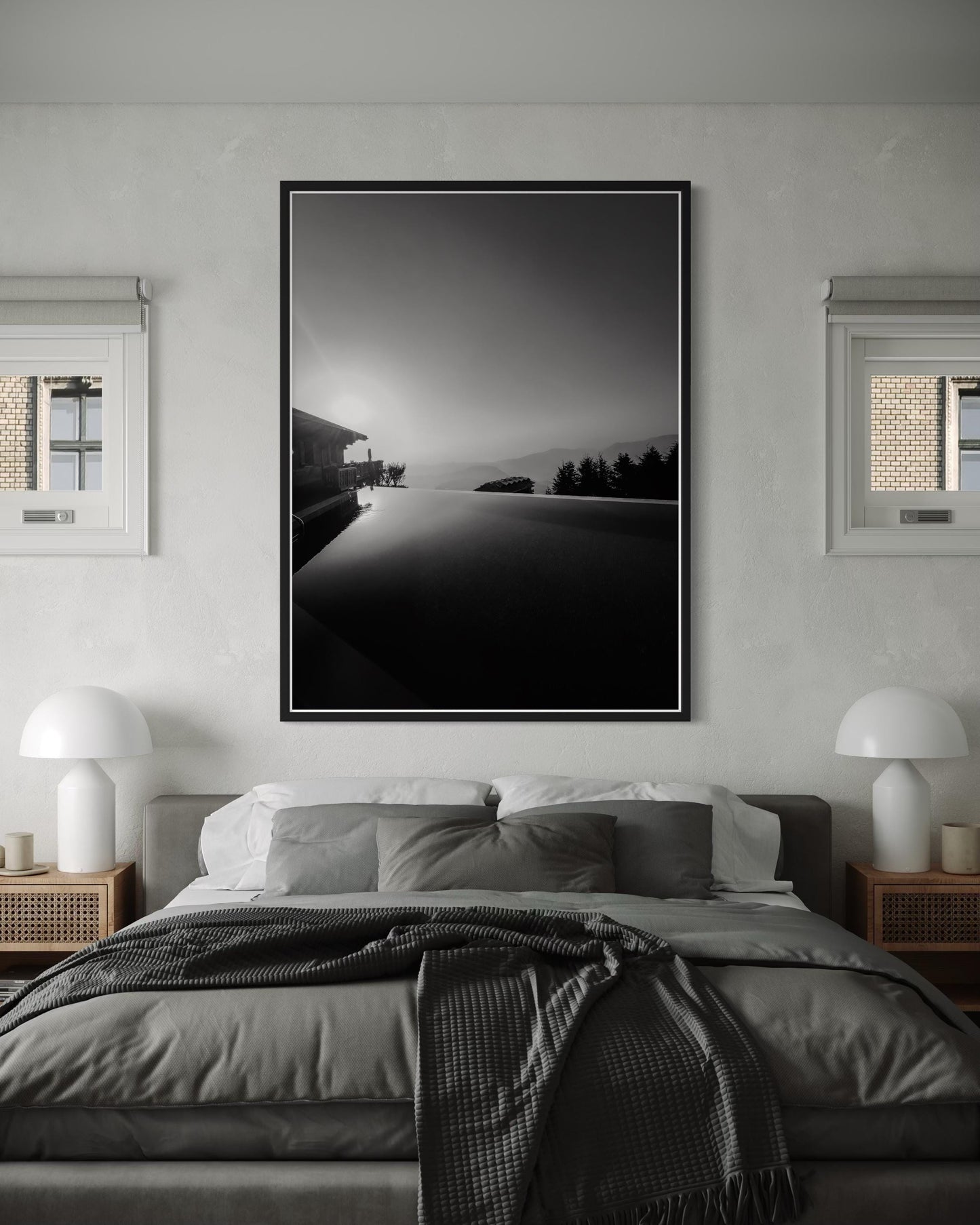 Fine Art Print - Black and white Pool Mountain Valley Landscape, Rocky Canyon Wall Art, Greece, Mediterranean landscape decor, Lebanon, gift