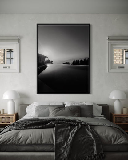Fine Art Print - Black and white Pool Mountain Valley Landscape, Rocky Canyon Wall Art, Greece, Mediterranean landscape decor, Lebanon, gift