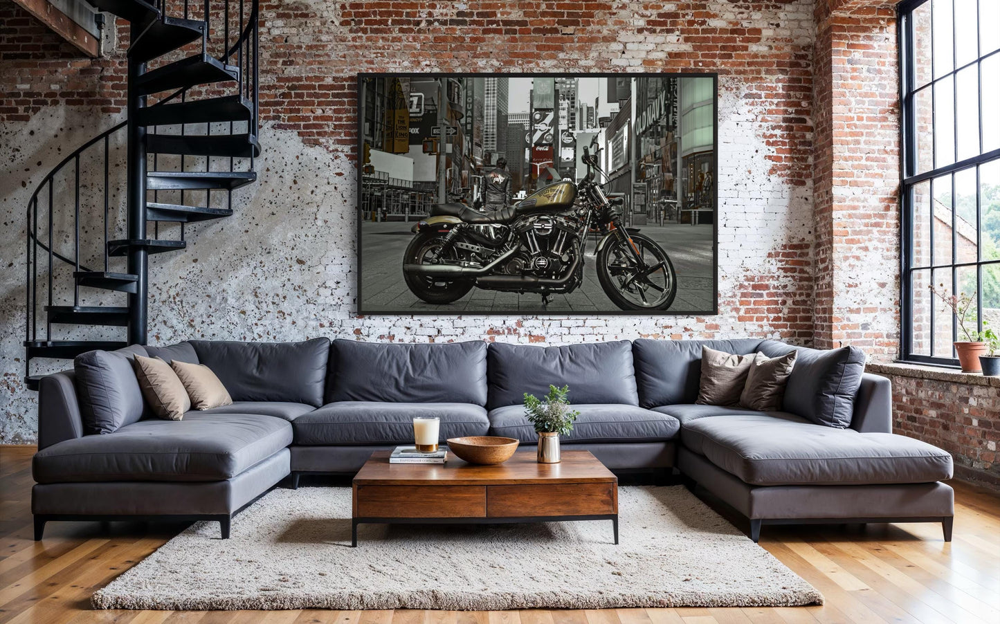Fine Art Print - Harley Sportster on Times Square, New York City Street Wall Art, Man Cave Garage Decor,  NYC, Motorcycle Gift ideas for him