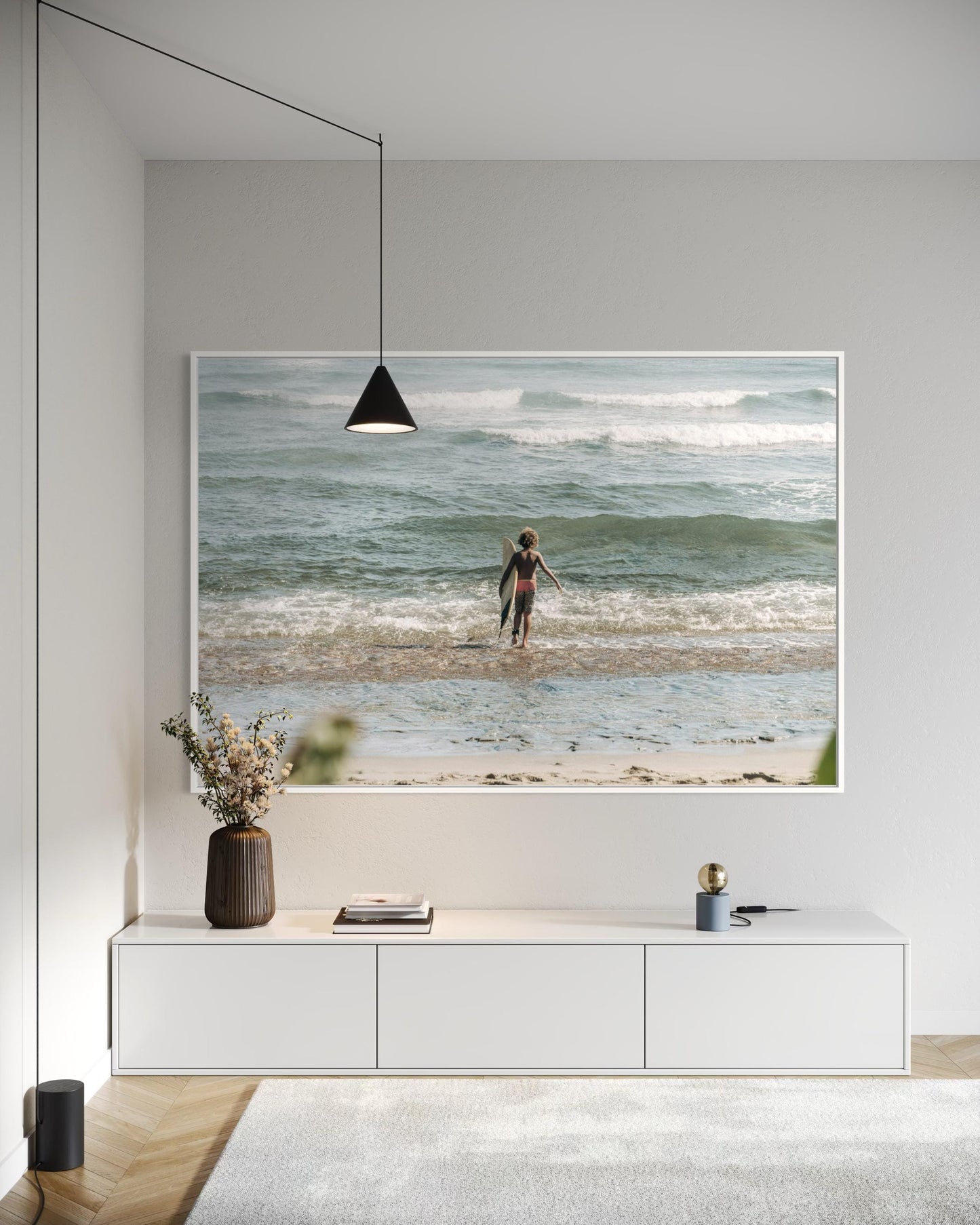 Fine Art Print - Coastal surfer photo, ocean waves wall art for beach house decor, neutral seaside photography for serene interiors, gift