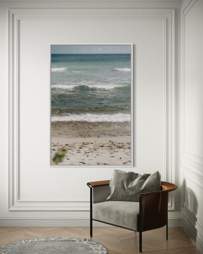 Fine Art Print - Minimalist ocean waves, coastal beach wall art for serene neutral home decor, calming sea photography for modern spaces