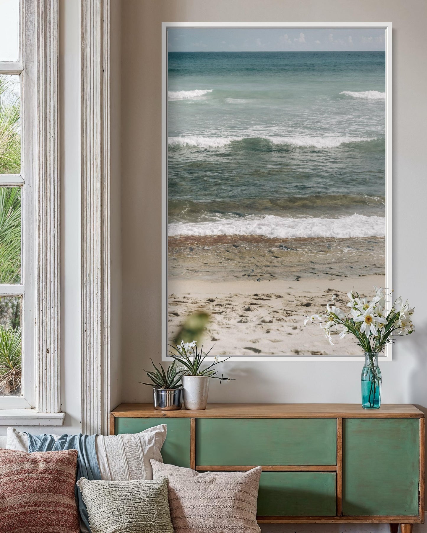 Fine Art Print - Minimalist ocean waves, coastal beach wall art for serene neutral home decor, calming sea photography for modern spaces